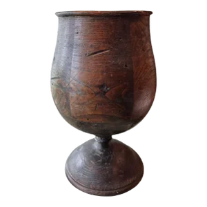 1950s Oak Urn Vessel Stained Dark Brown