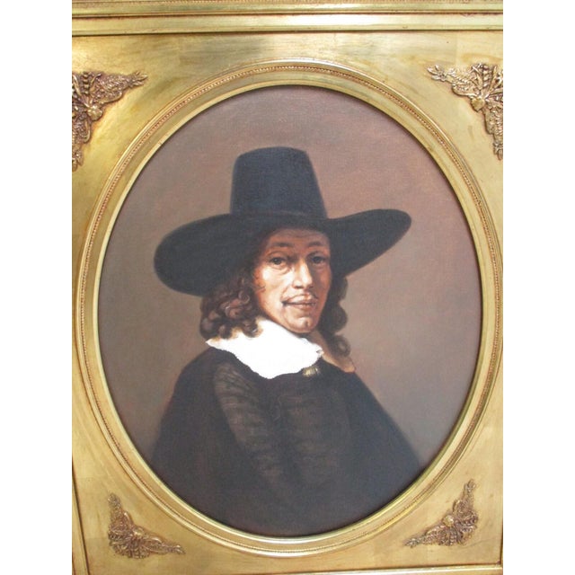 Antique Italian Gold Gilt Carved Portrait Frame Oil Painting Antique For Sale - Image 9 of 12