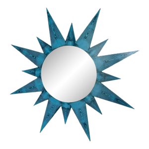 Custom Made Hand Painted Starburst Mirror in Absolute Blue Faux Bois