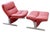Set of Lounge Chair and Footrest in Red Leather by Vitelli e Ammannati for Brunati, 1970s-1980s For Sale