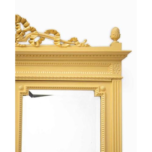 Glass Louis XVI Yellow Painted Mirror Door Armoire For Sale - Image 7 of 14