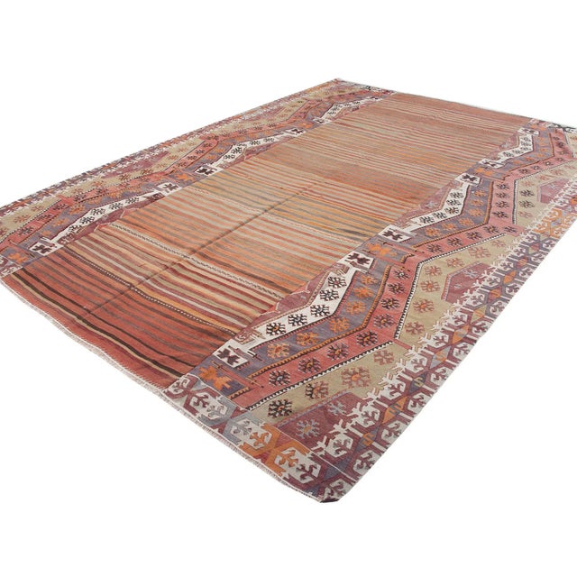 Unique Large Vintage Turkish Kilim Rug For Sale - Image 4 of 6