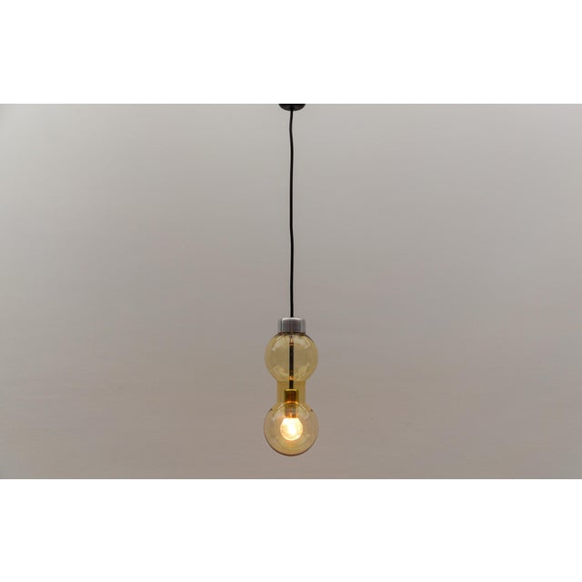 Mid-Century Modern Amber Bubble Glass Pendant Lamp, Germany 1960s For Sale - Image 3 of 8