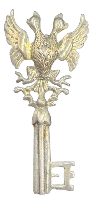 Russian Double Headed Eagle Sterling Silver Royal Chamberlain’s Key Brooch Pin