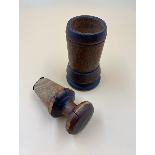 Folk Art Antique Swedish Wooden Mortar & Pestle For Sale - Image 3 of 8
