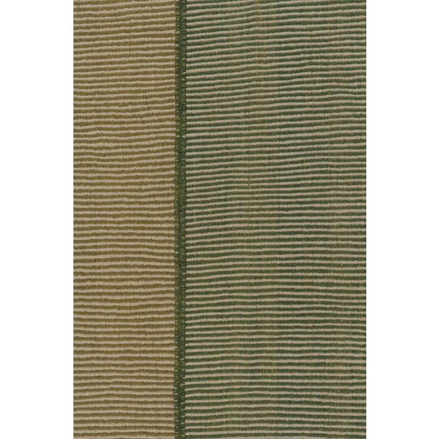 Rug & Kilim Rug & Kilim’s Modern Kilim in Beige & Green Stripes For Sale - Image 4 of 7