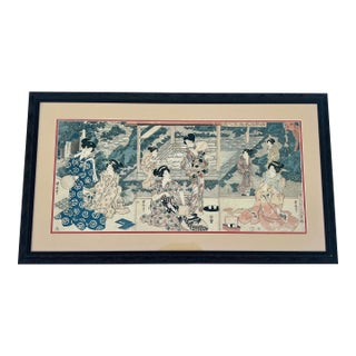 Mid 19th Century Japanese Woodbock Tryiptych Utagawa Kuniyasu (1794–1832), For Sale