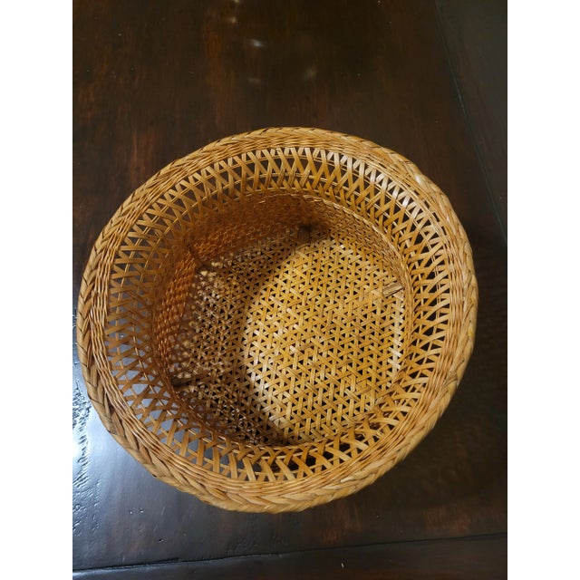 Vintage Small Bamboo Basket For Sale - Image 9 of 9