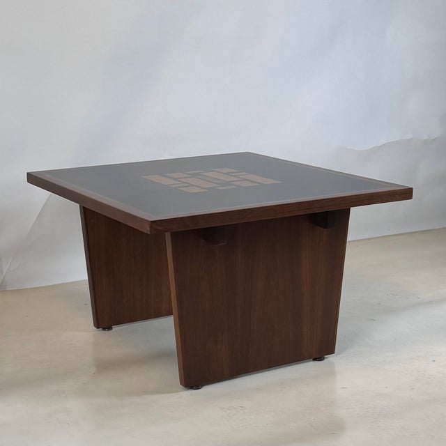 Black 1970s Pair of Black Resin and Walnut Inlay End Tables Attributed to Frank Rohloff For Sale - Image 8 of 12