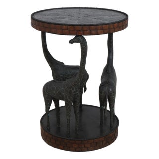 Maitland Smith Bronze Gueridan Giraffe End Table For Sale