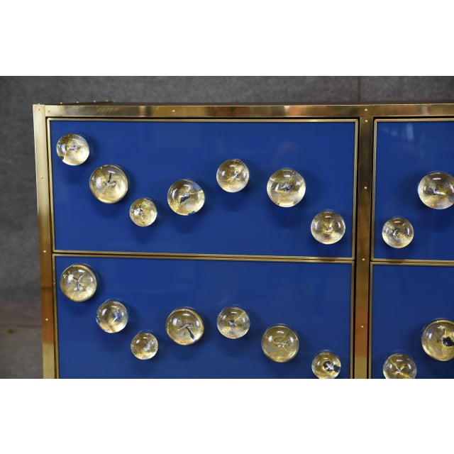 Metal Blue Sideboard with 28 Murano Jewel and Brass from Justfurnituress SRL For Sale - Image 7 of 13