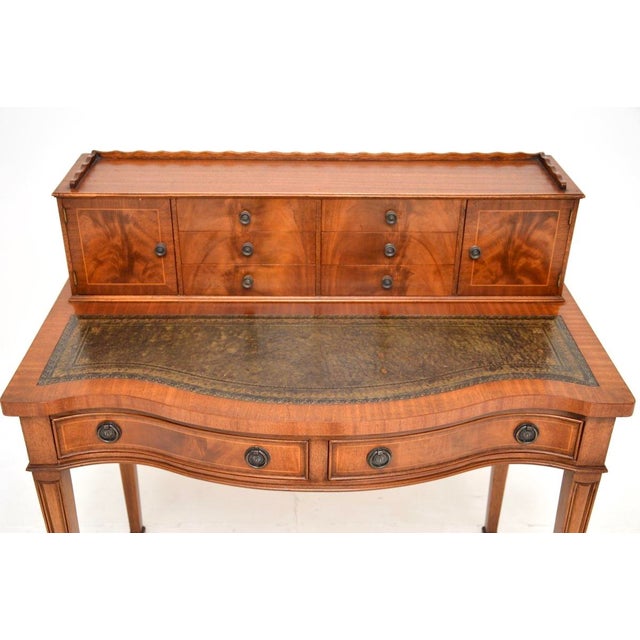 Brown Vintage Writing Desk in Leather, 1930s For Sale - Image 8 of 11