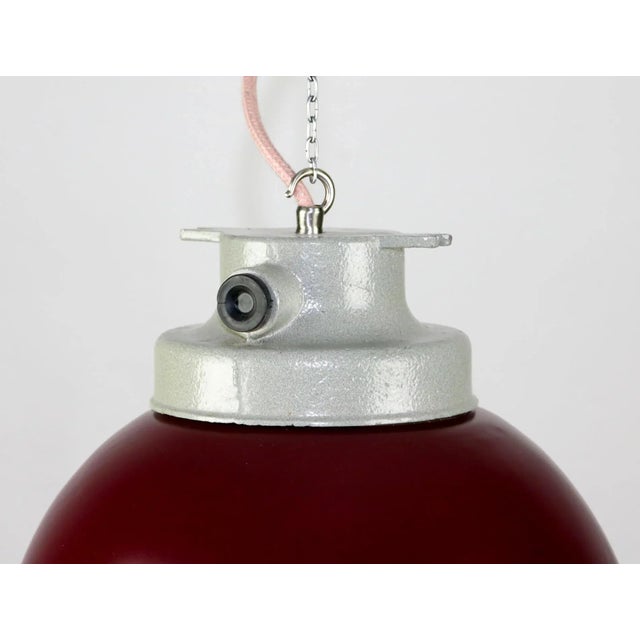 1980s Vintage Burgundy Industrial Pendant Lamp from TEP For Sale - Image 5 of 13