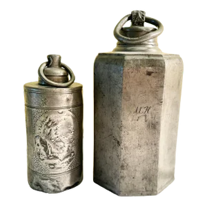 Pair of Antique Pewter Tea Cannisters