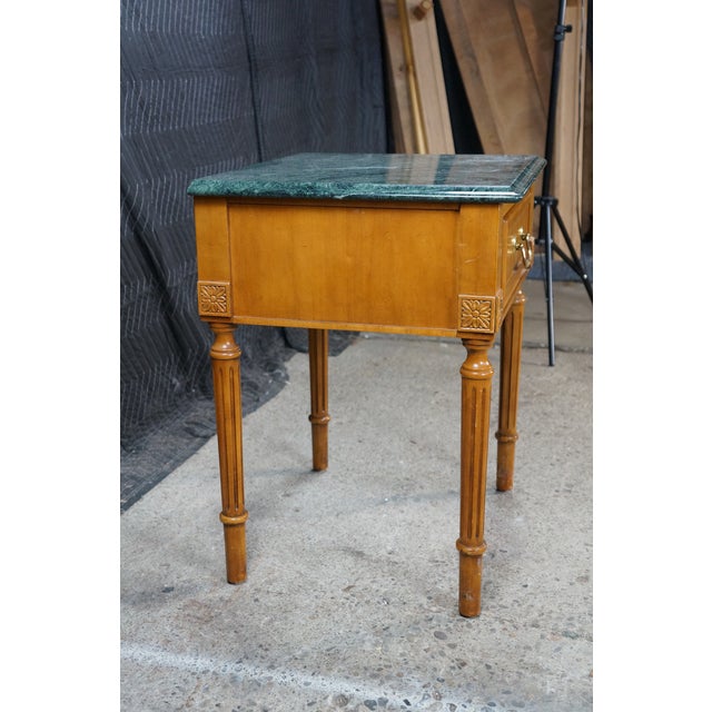 Vintage Century Furniture Louis XVI Neoclassical Style Maple Green Marble Side Table 25" For Sale - Image 15 of 18