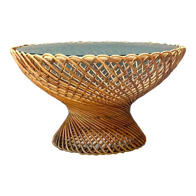 Vintage Albini for Bonacini “Primavera” Rattan Table For Sale