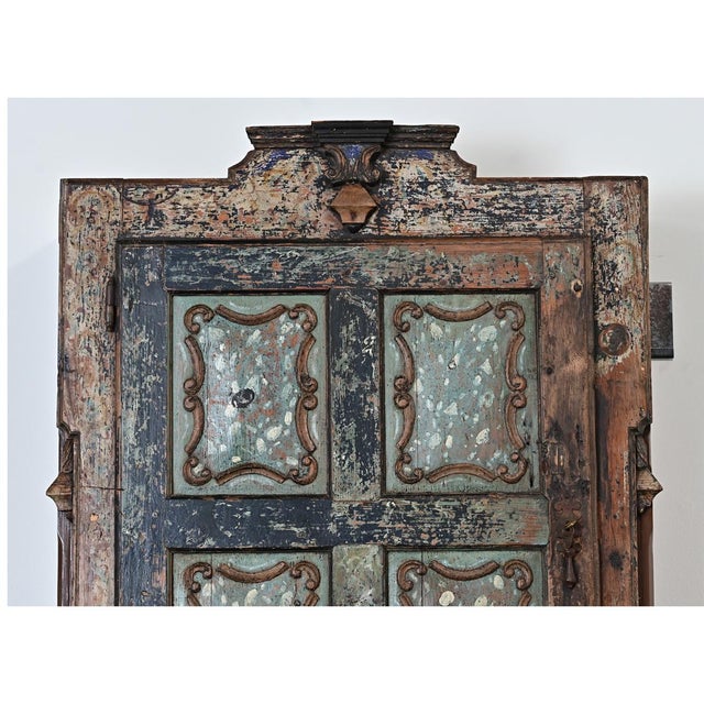 Early 19th Century Portuguese Wall Cabinet Made with 19th Century Door For Sale - Image 5 of 13