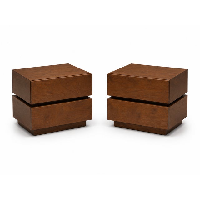 Mid century modern nightstands. Pair is well made. Made of alder with medium walnut finish. Stands were refinished....