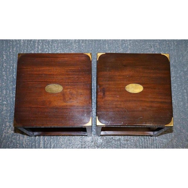 English Bevan Funnell Military Campaign Nightstands, Set of 2 For Sale - Image 13 of 17