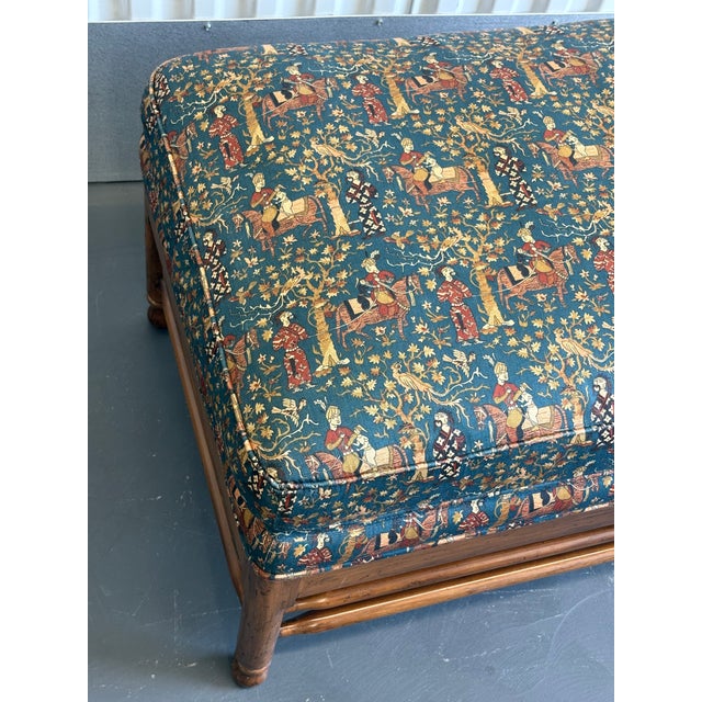 Late 20th Century Vintage Upholstered Waverly Fabric "Persia" Ottoman With Turned Wooden Legs For Sale - Image 5 of 12