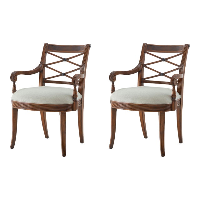 Regency Style Mahogany Armchairs- Set of 2 For Sale