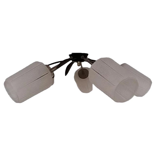 Ceiling Lamp with Black Painted Iron Frame, 1970s For Sale