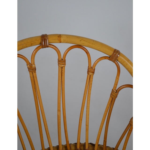 Mid-Century Modern French Rattan Peacock Lounge Chair, 1970 For Sale - Image 8 of 13
