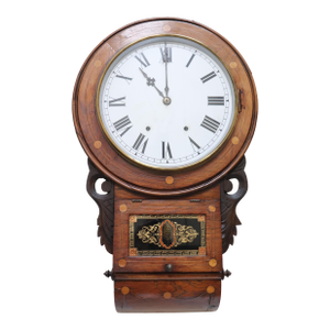 19th Century Anglo American Drop Dial Inlaid Wall Clock