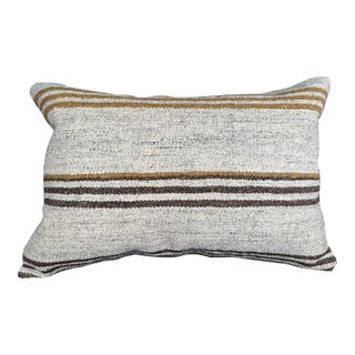 Turkish Hemp Pillow Cushion Natural Beige Brown Pillow Cushion Cover 16" x 24" For Sale