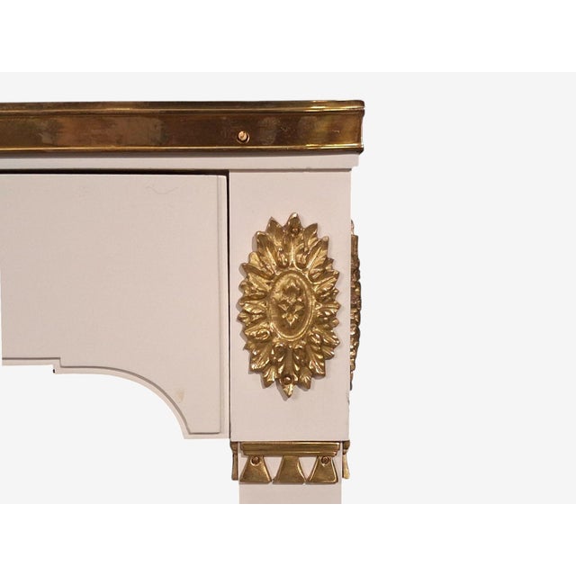 Maison Jansen Style, Console Table, White Painted Wood, Mirror, France, 1970s For Sale - Image 13 of 16