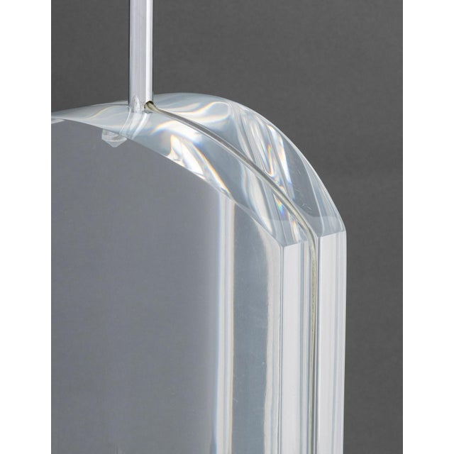 Metal Modern Clear Acrylic and Chrome Table Lamps, Pair For Sale - Image 7 of 8