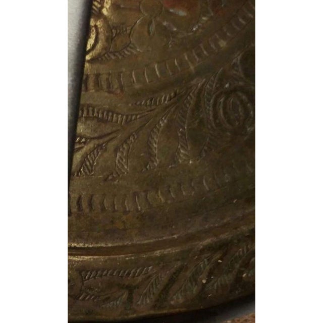 Ancient Moroccan Carved (Engraved) 1940s Plate - 11” Vintage Accent Tray For Sale - Image 9 of 9