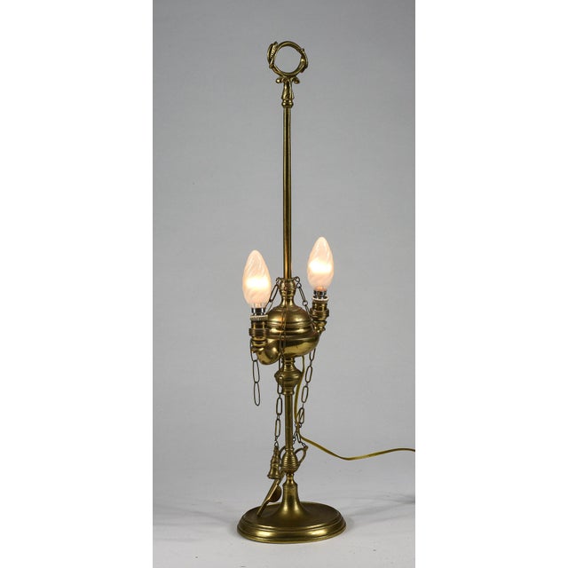Electrified 2-Light Oil Lantern Lamp in Brass with Snake Decorations For Sale - Image 4 of 10