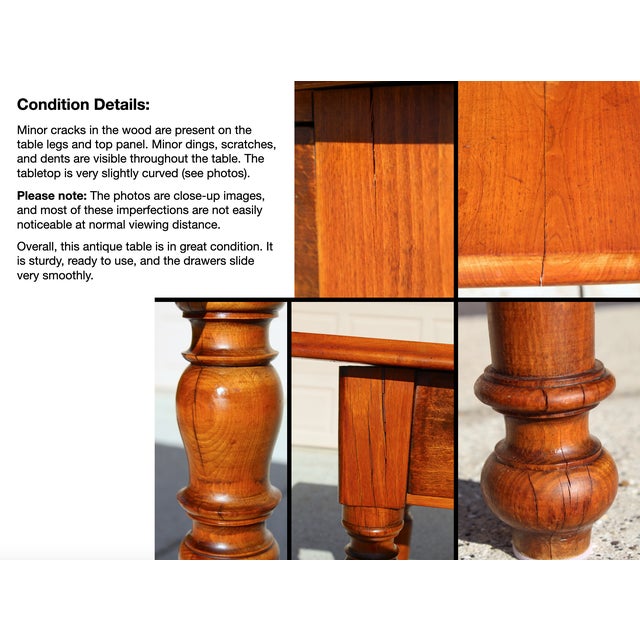 Antique Early 20th Century Solid Wood Writing Table / Farmhouse Console Desk, Circa 1900–1920 For Sale - Image 17 of 17