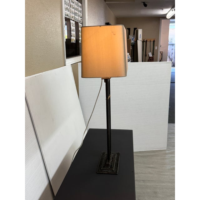 Metal Late 20th Century Tanner Kenzie Sculpted Iron Craftsman Table Lamp For Sale - Image 7 of 12
