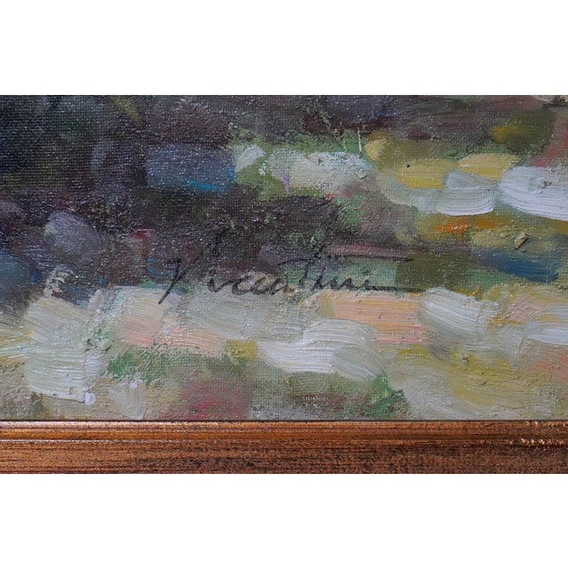 Paint Vicentini Artist Signed Venice Canal Framed Oil Painting on Canvas For Sale - Image 7 of 11