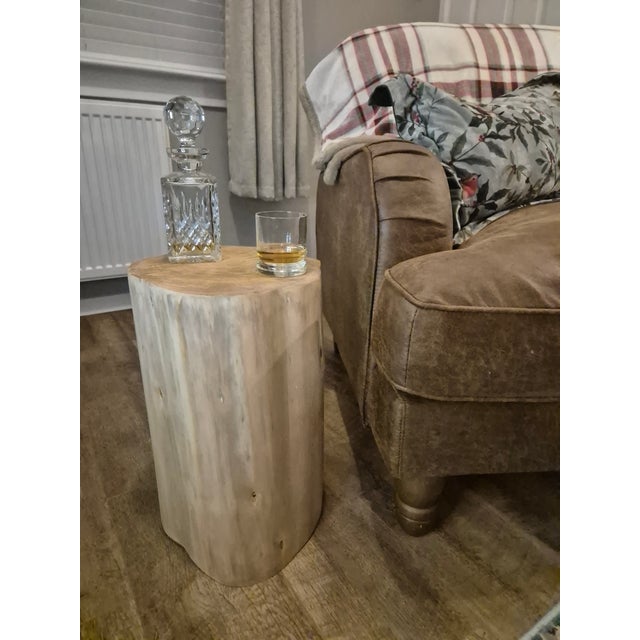 2020s Hand-Carved Solid Yew Wood Side Table, Scotland For Sale - Image 5 of 6