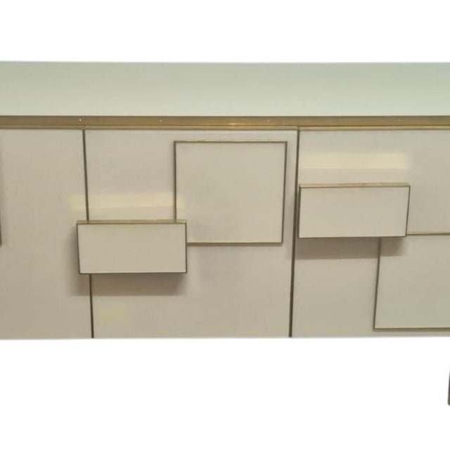 Italian Sideboard in Ivory Glass and Brass from Justfurnituress SRL For Sale - Image 6 of 13