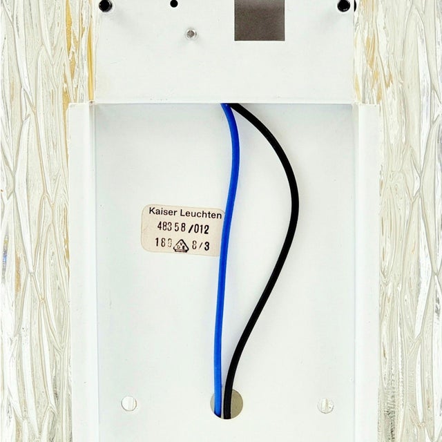 Transparent Mid-Century Modern Ice Glass & Brass Wall Light/Sconce From Kaiser Leuchten, Germany, 1960s For Sale - Image 8 of 8