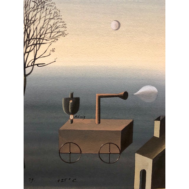 Surrealism Maris Bishofs, Latvian Israeli Surreal Gouache Illustration Art Painting Tel Aviv, 1979 For Sale - Image 3 of 9