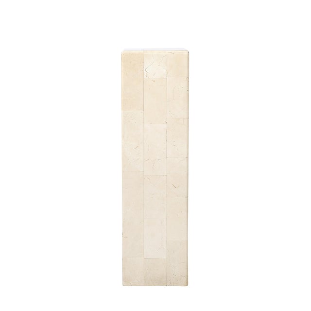 Pair of Mid-Century Modernist Tessellated Travertine Pedestals For Sale - Image 10 of 16