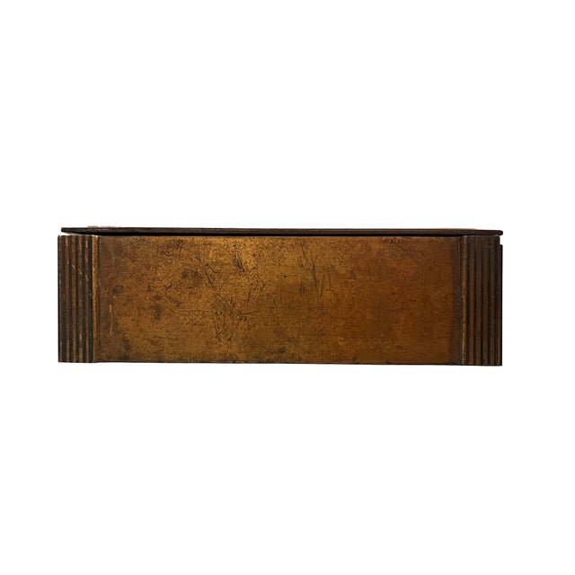 Brass 1935 Rockwell Kent Bacchus Dionysus Copper Cigarette Box Chase - Rare Art Deco Relief Sculpture For Sale - Image 8 of 10