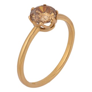 Early20th Century Victorian Style 1.01 Carat Fancy Brown Diamond 18k Yellow Gold Engagement Ring, Size 6.5 For Sale