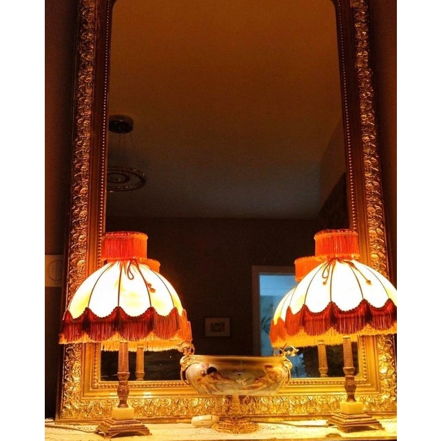 Louis XVI Style Table Lamps in Brass with Fringed Shades, 1970s, Set of 2 For Sale - Image 11 of 12