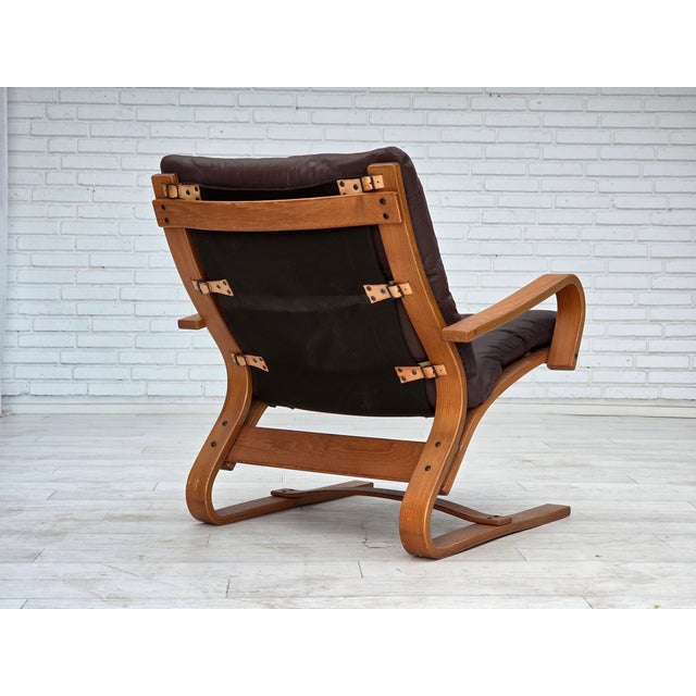 Brown Danish Armchair in Leather, Canvas and Bentwood from Komfort, 1970s For Sale - Image 8 of 18
