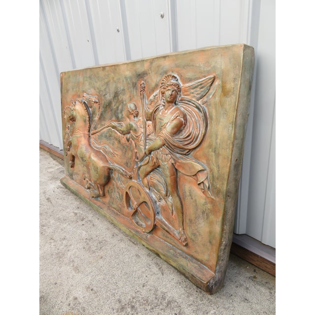 Large Mid Century Architectural Quadriga Victory Nike Greek Roman 40x25 Wall Art Sculpture ~ True Vintage ~ Commercial Size / Scale For Sale - Image 11 of 15