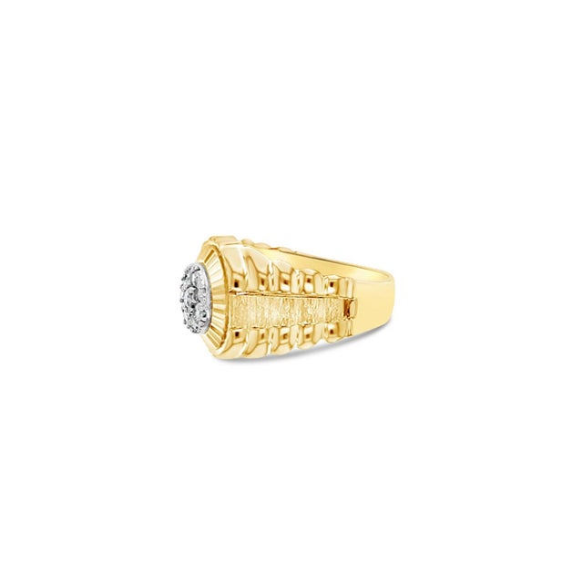 Contemporary Presidential Style Diamond Cluster Ring .50cttw 14k Yellow Gold, Size 5 For Sale - Image 3 of 3