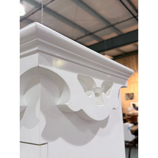 Elegant White Glazed Curio Display Cabinet For Sale - Image 9 of 11