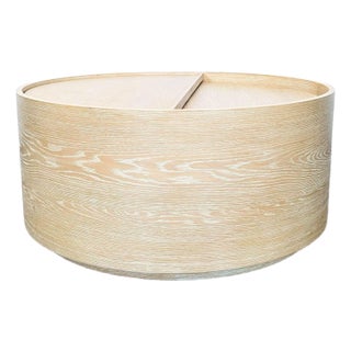 West Elm Volume Round Storage Drum Coffee Table For Sale