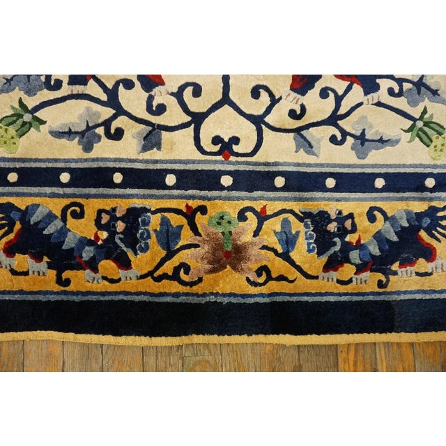 Beige 1930s Luxurious Silk Pile Antique Ivory Artistic Chinese Foo Dog Design Rug For Sale - Image 8 of 18